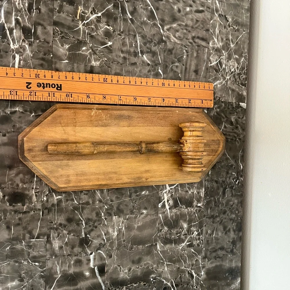 Handmade Rustic Wooden Gavel and Base - Brown
